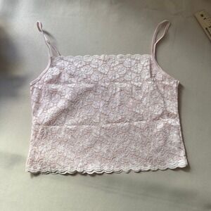 Coco Secret Pink Floral Lace Camisole Tank Top Size L 38011